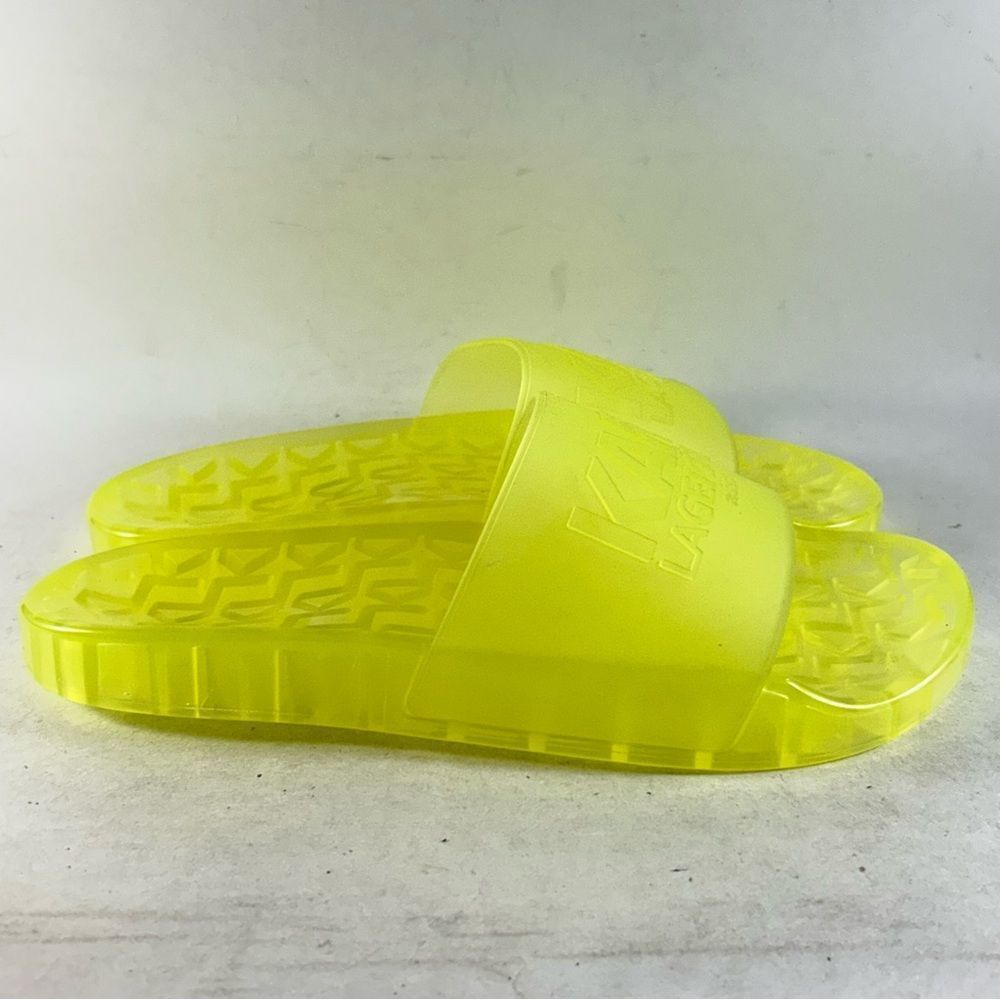 Karl Lagerfeld Paris Twila Women’s Logo Sandals Slides Yellow Size 9 M